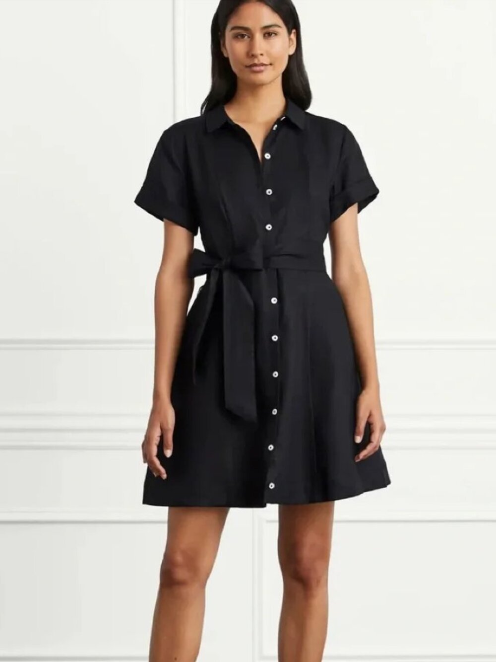Hill House Laura Shirt Dress in Black Linen - Medium